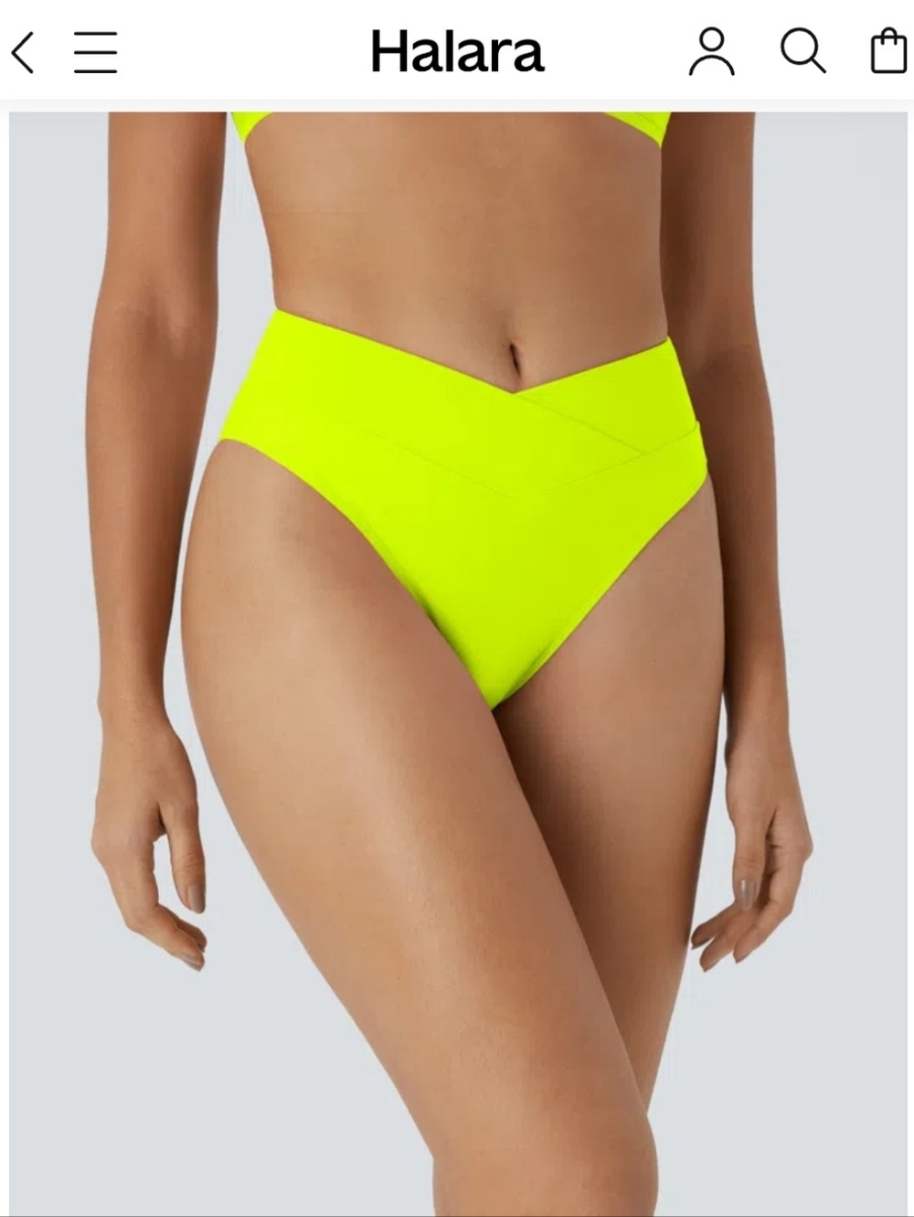 HALARA Neon Lime High-Rise Bikini Bottom
